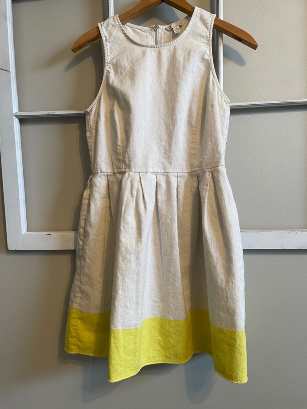 GAP Cream Midi Dress with Yellow Band